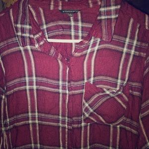 Staccato plaid long-sleeved flannel
